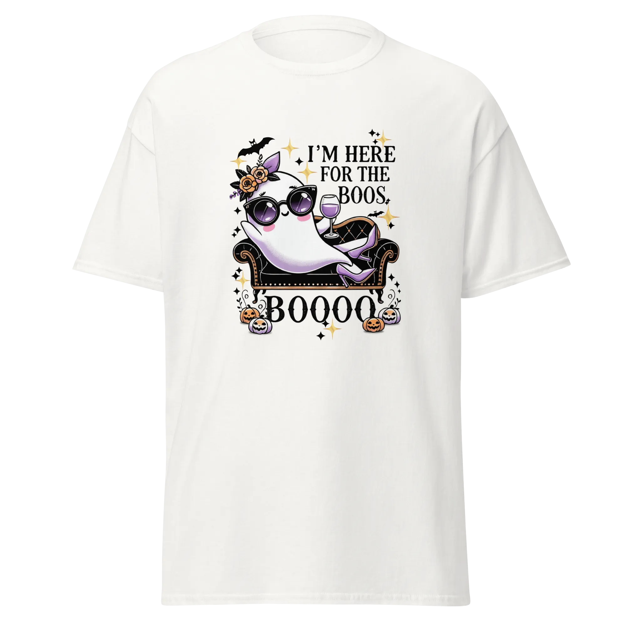 I'm Here For The Boos - Halloween T-Shirt - Fun Ghost Halloween T-Shirt