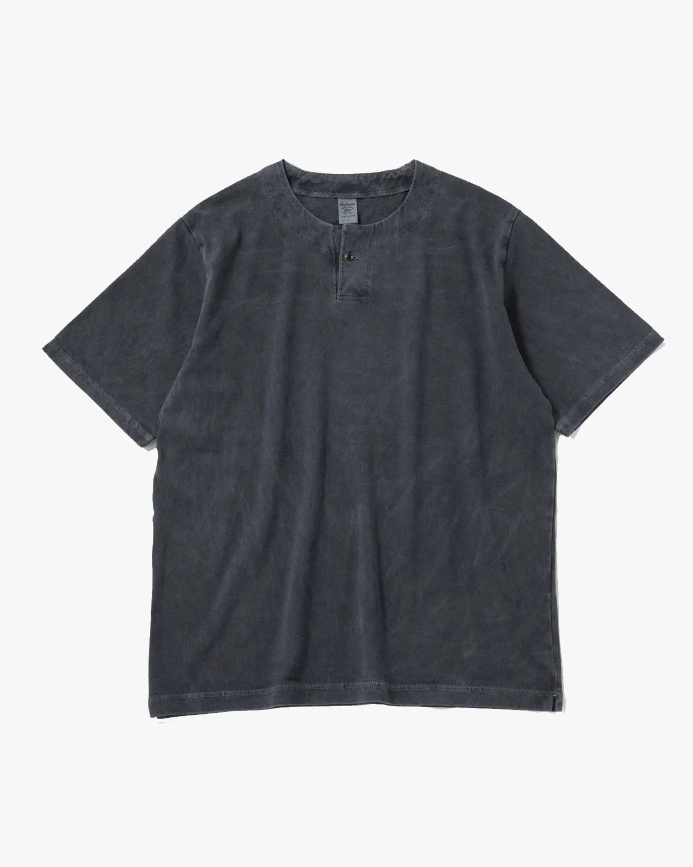 Jackman Pigment Dyed Henley Neck Tee - Faded Blue / Grey