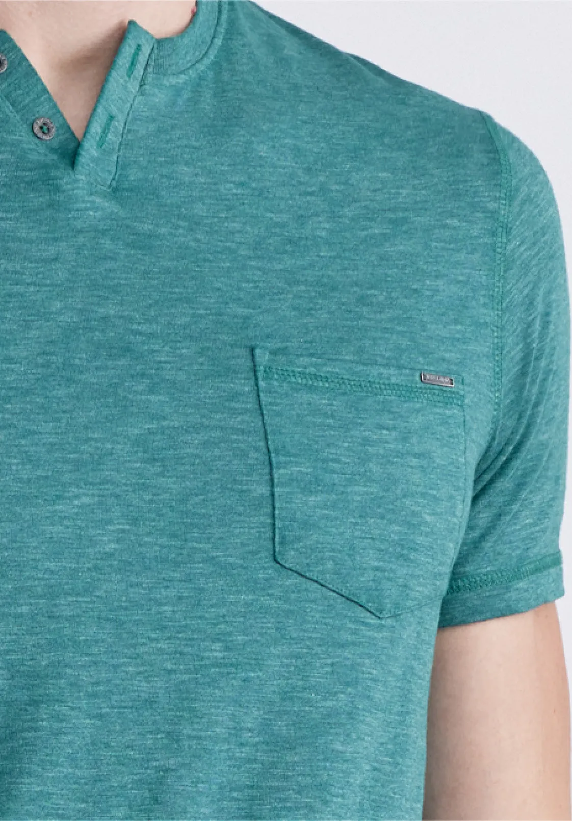 Kadyo Men's Pocket Henley Top in Aventurine Green - BM24345