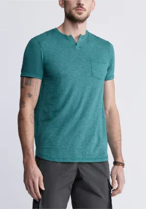 Kadyo Men's Pocket Henley Top in Aventurine Green - BM24345