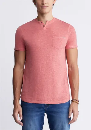 Kadyo Men's Pocket Henley Top in Mineral Red - BM24345