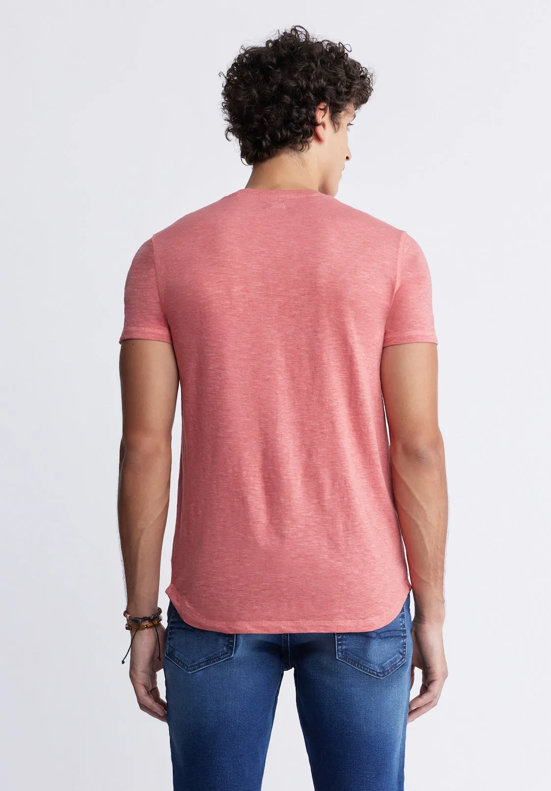 Kadyo Men's Pocket Henley Top in Mineral Red - BM24345