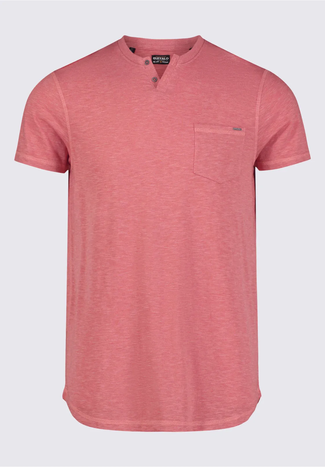 Kadyo Men's Pocket Henley Top in Mineral Red - BM24345