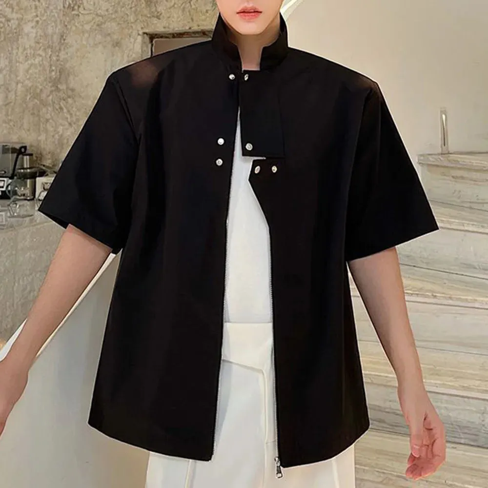 Korean Functional Shirts Men's Spring Summer Zipper Shirt