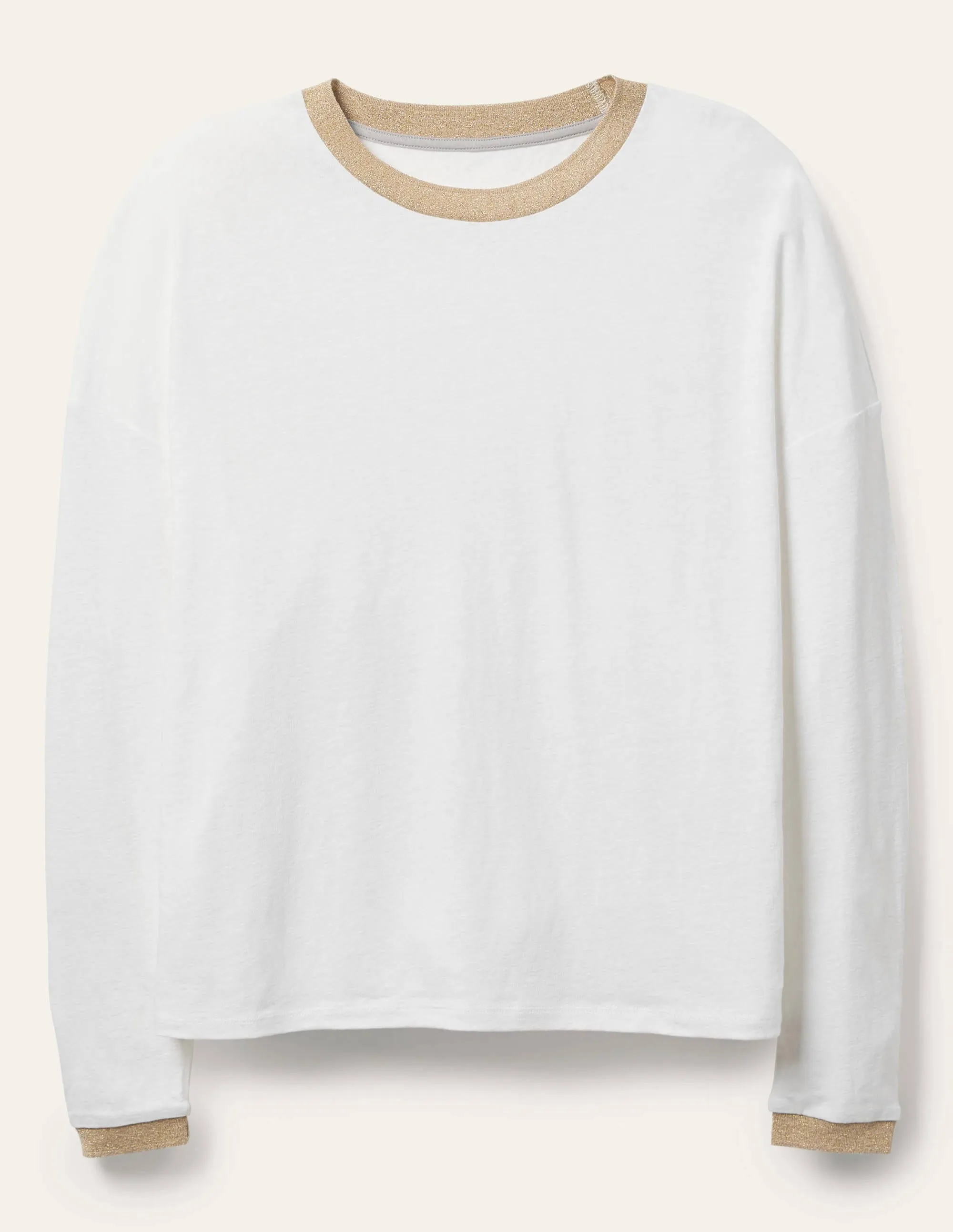 Linen Sparkle Long Sleeve Tee-White