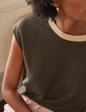 Linen Sparkle Short Sleeve Tee-Classic Khaki