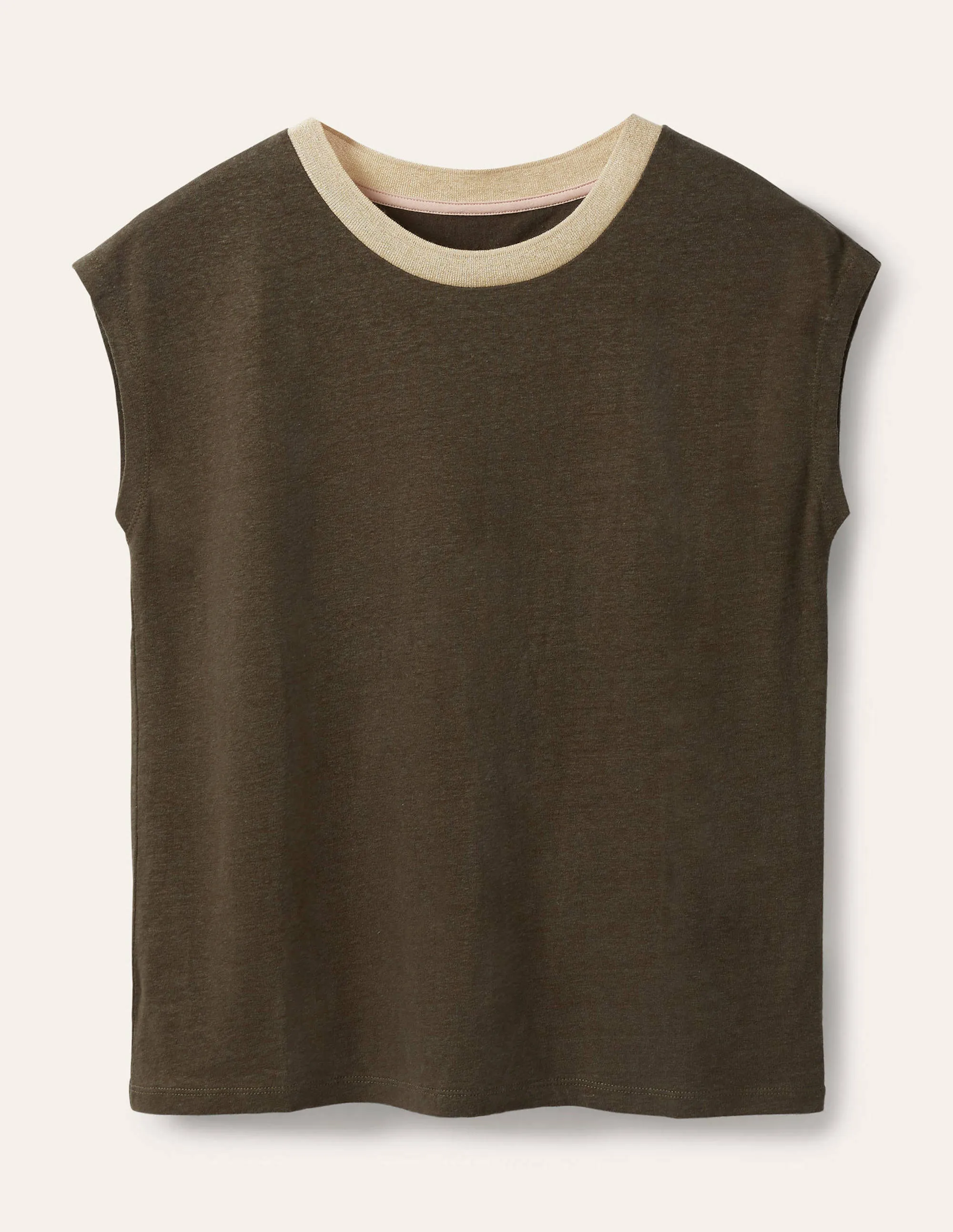 Linen Sparkle Short Sleeve Tee-Classic Khaki