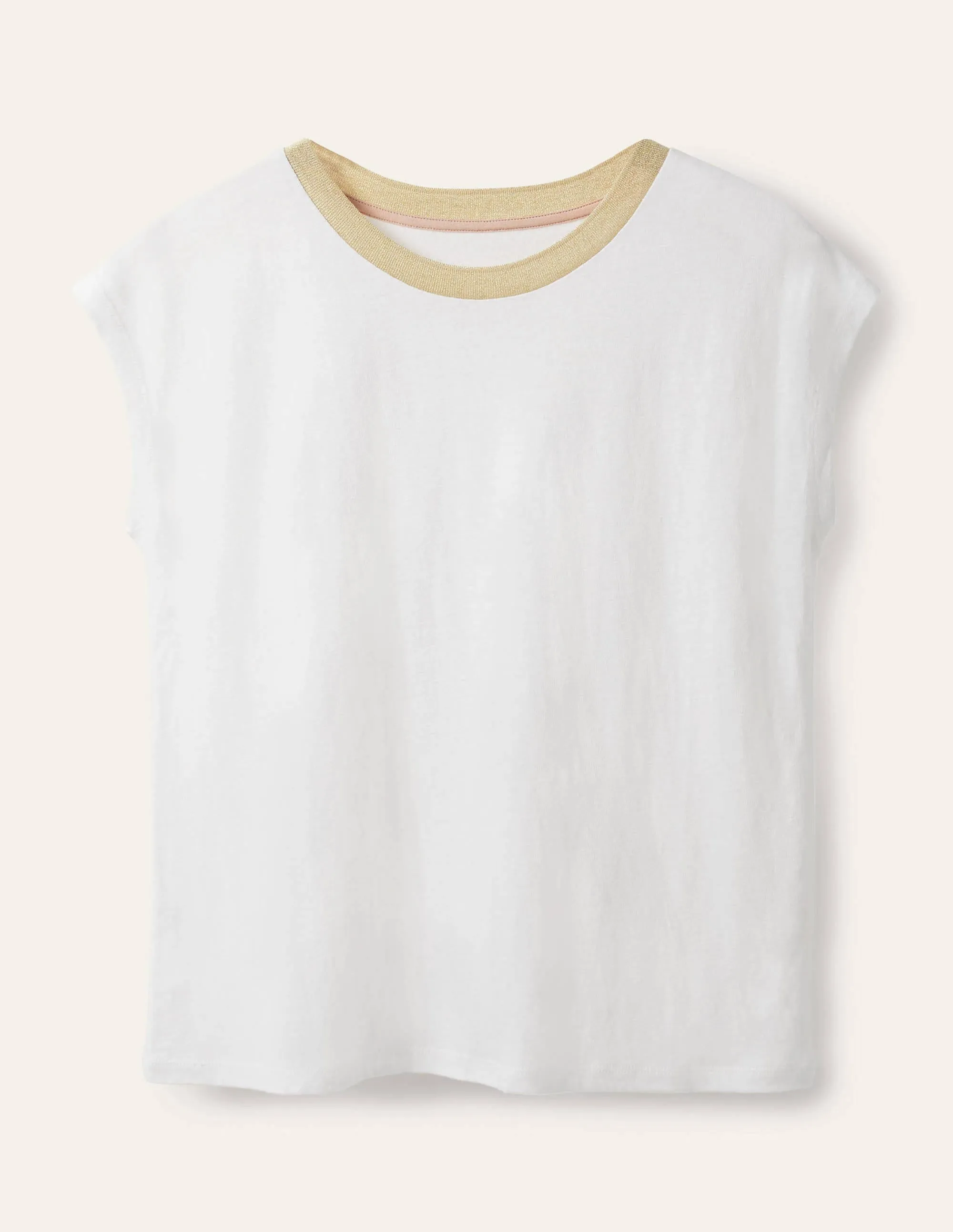 Linen Sparkle Short Sleeve Tee-White
