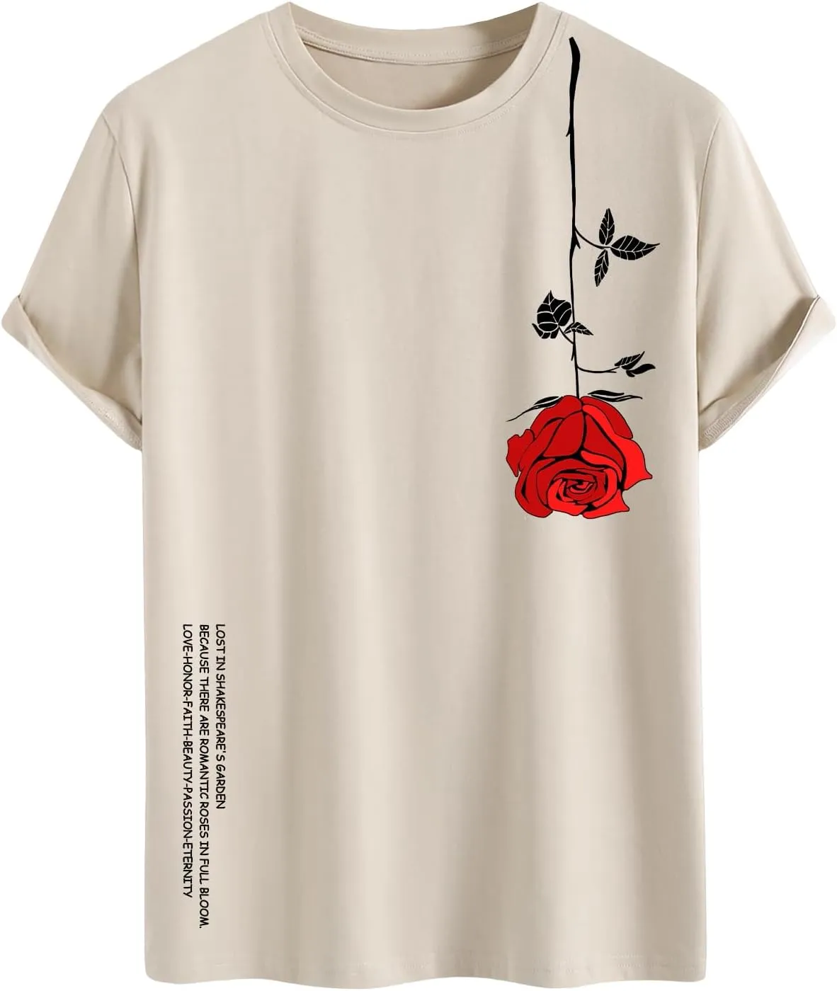 Men's Graphic Tees Floral Print Short Sleeve Crew Neck Vintage Tee Shirt Casual Summer Tee Tops