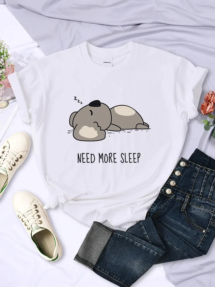 Need More Sleep Cartoon Bear Womens T-Shirt