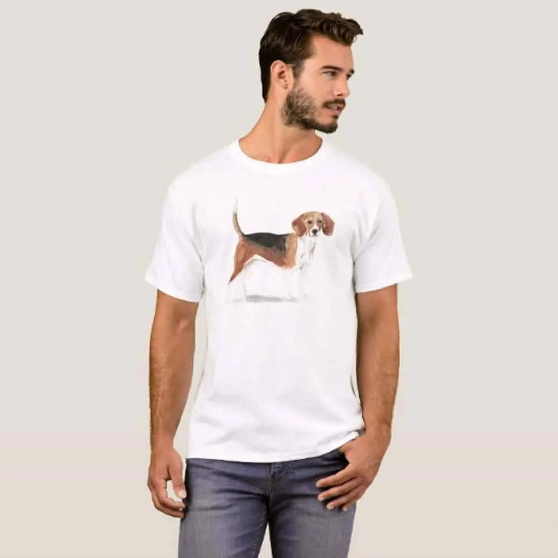 Nutcase Designer Round Neck Men's T-Shirt Wrinkle-Free Poly Cotton Tees - Cute Dog