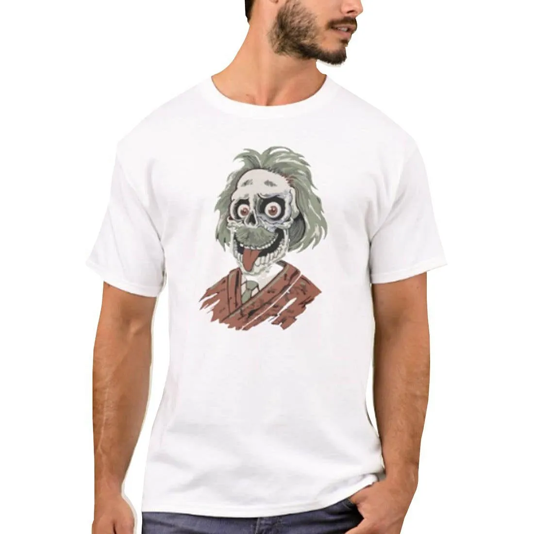 Nutcase Designer Round Neck Men's T-Shirt Wrinkle-Free Poly Cotton Tees - Einstein Zombie