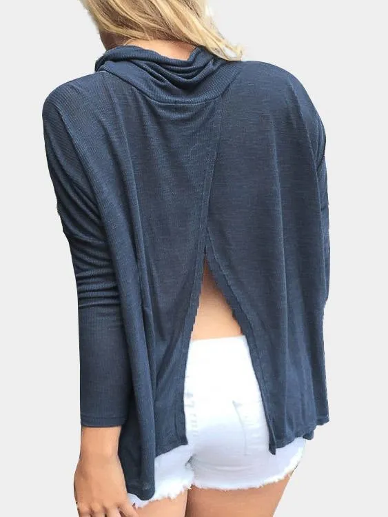 OEM ODM Crew Neck Long Sleeve Grey Top
