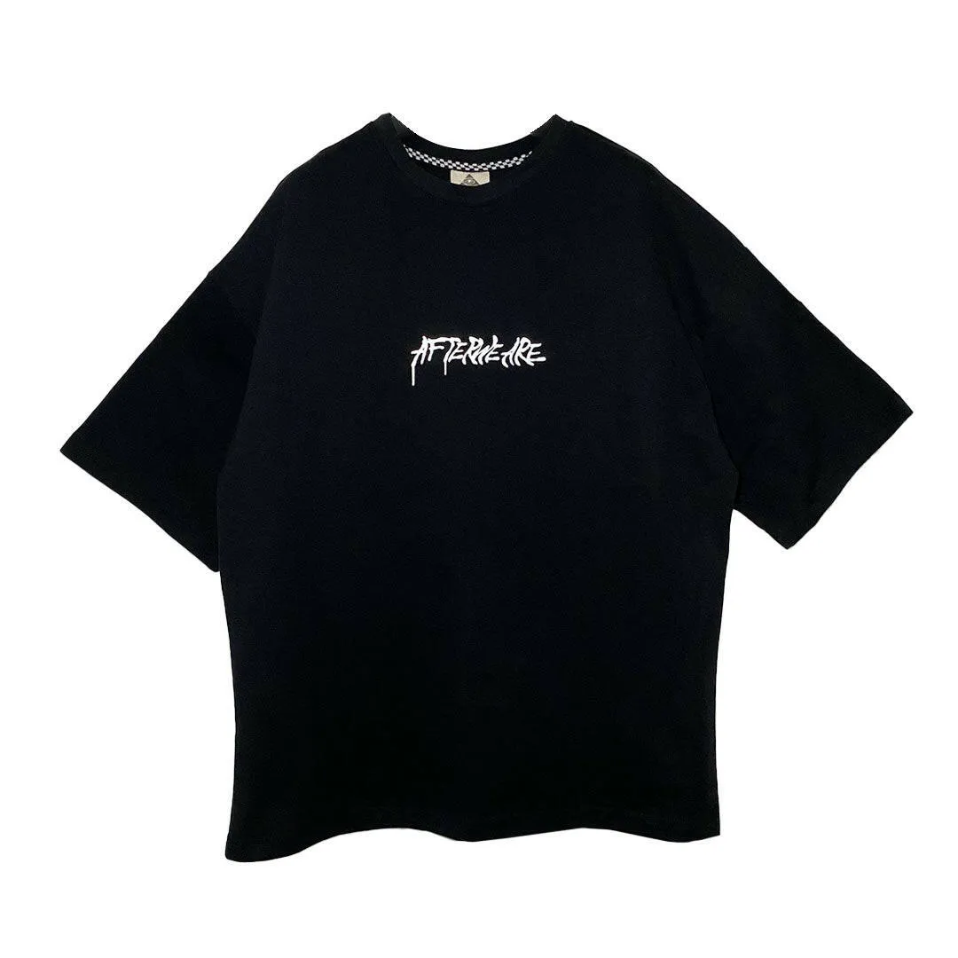 OVERSIZE BLACK T-SHIRT 'SMILEY CHAIN' REFLECTIVE