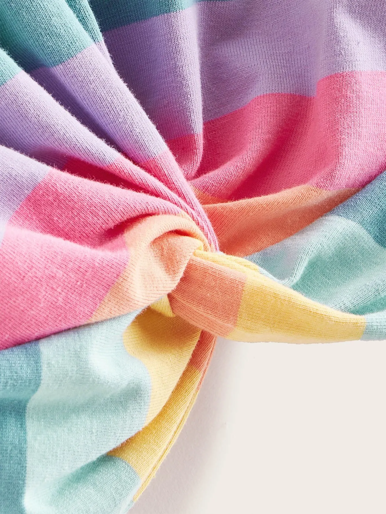 Rainbow Stripe Twist Hem Tee