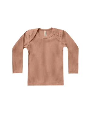 Ribbed Longsleeve Lap Tee – Terracotta