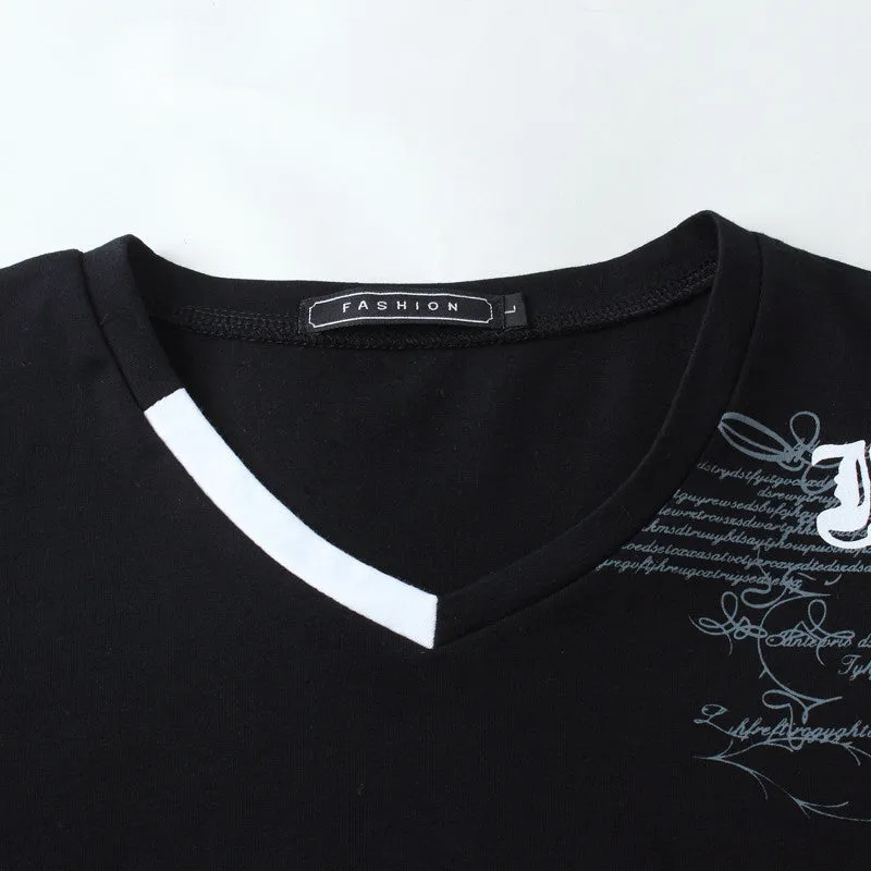 Spring Casual Slim V-neck Cotton T shirt