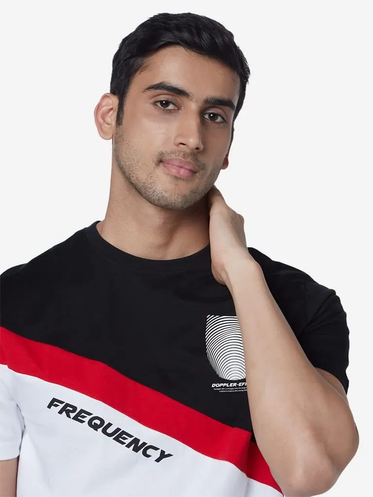 Studiofit Black Slim Fit Colour-Block T-Shirt