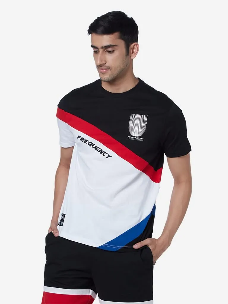 Studiofit Black Slim Fit Colour-Block T-Shirt