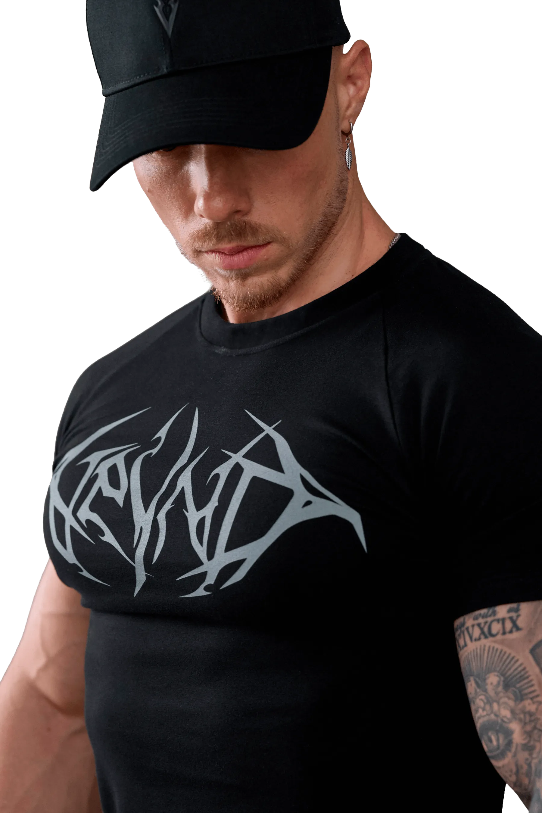 T-SHIRT GRAY VEINS GRAPHIC - Black