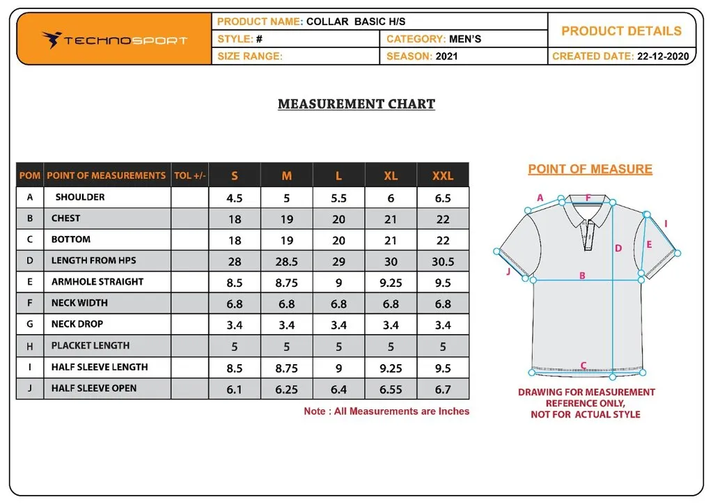 TechnoSport Polo Neck Half Sleeve Dry Fit T Shirt for Men OR-11 (Royal Blue)