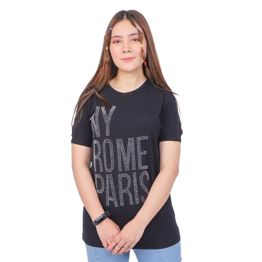 Teens Girls T-Shirt Paris - Black