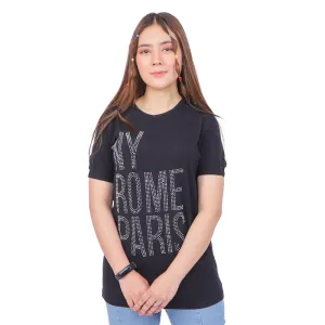 Teens Girls T-Shirt Paris - Black
