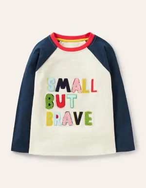 Textured Raglan T-shirt-Ivory Small But Brave