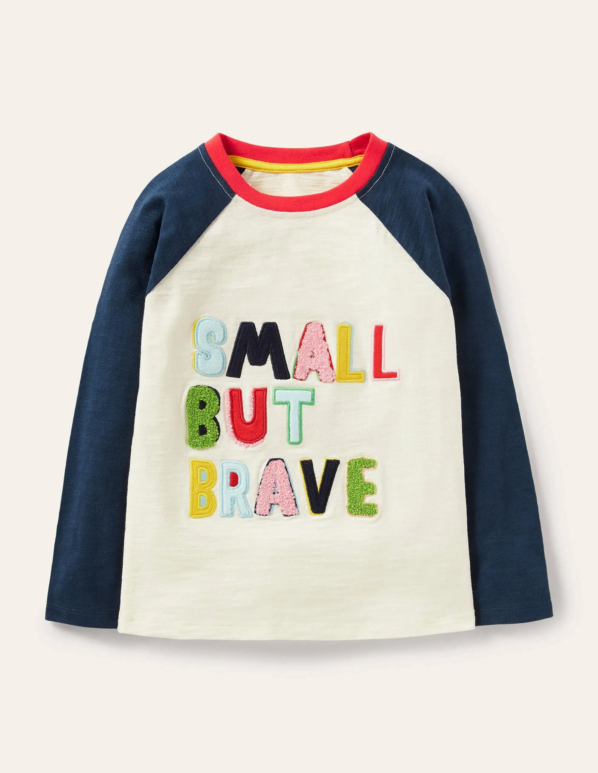 Textured Raglan T-shirt-Ivory Small But Brave