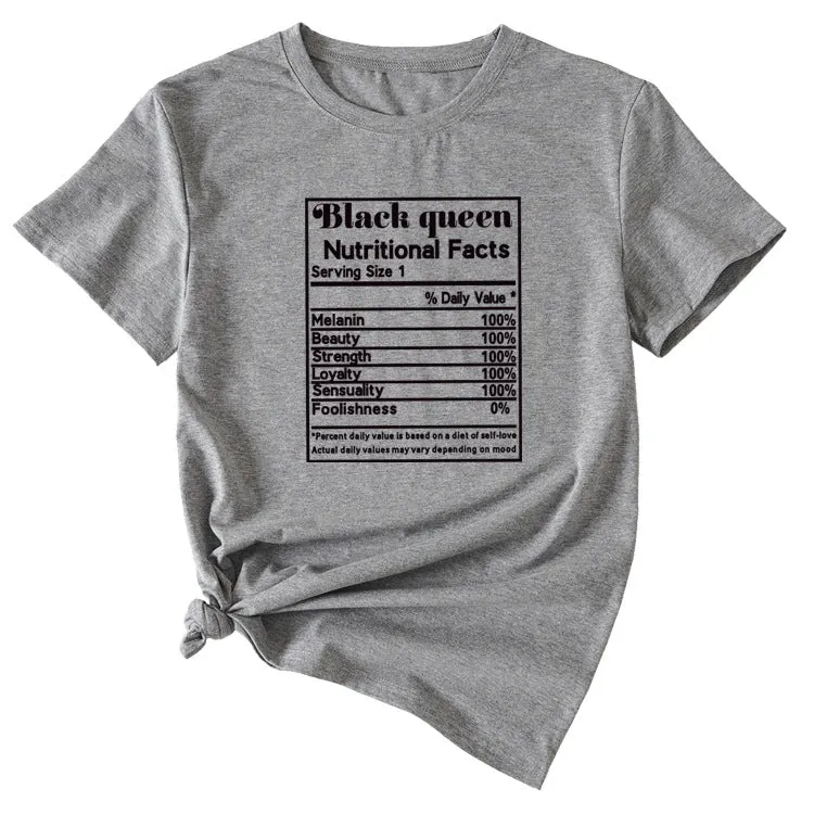 THE LETTERS BLACK QUEEN NUTRITIONAL FACTS SHORT-SLEEVED T Shirt