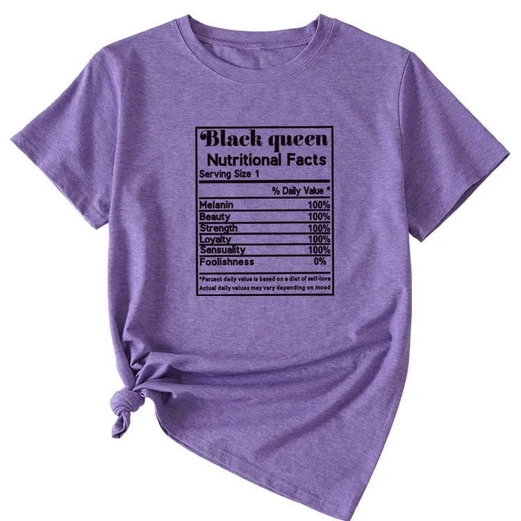 THE LETTERS BLACK QUEEN NUTRITIONAL FACTS SHORT-SLEEVED T Shirt