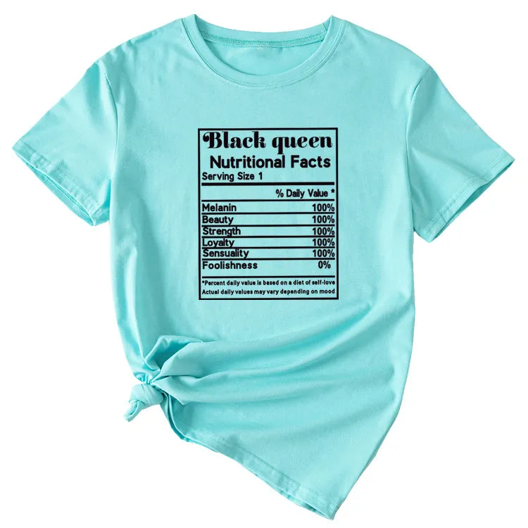 THE LETTERS BLACK QUEEN NUTRITIONAL FACTS SHORT-SLEEVED T Shirt