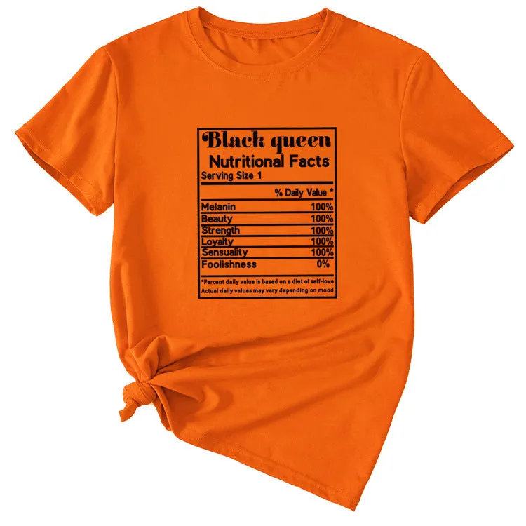 THE LETTERS BLACK QUEEN NUTRITIONAL FACTS SHORT-SLEEVED T Shirt