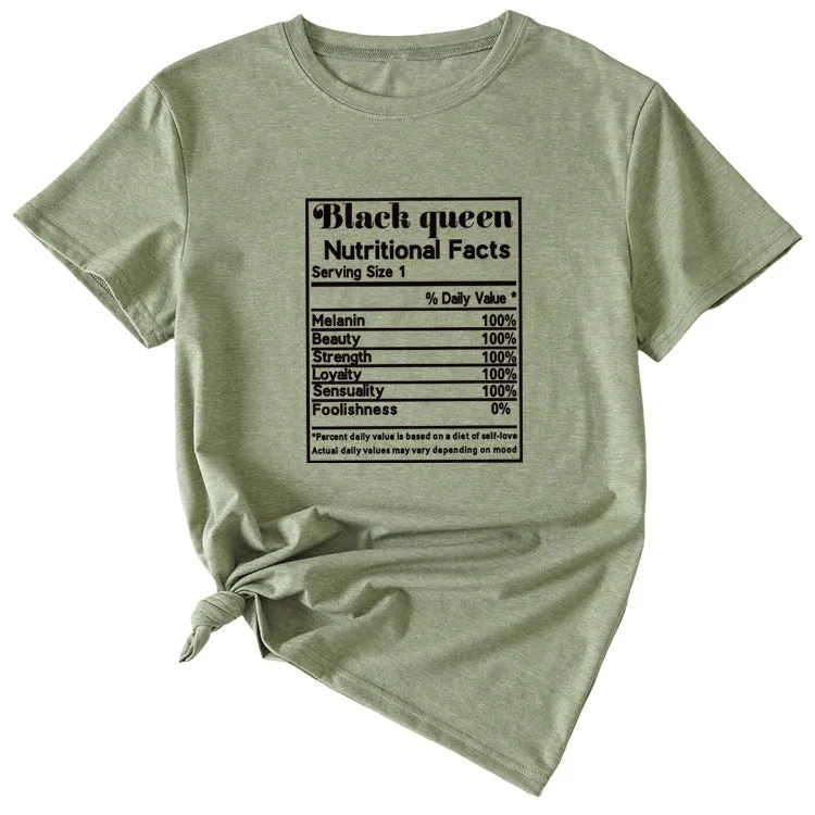 THE LETTERS BLACK QUEEN NUTRITIONAL FACTS SHORT-SLEEVED T Shirt