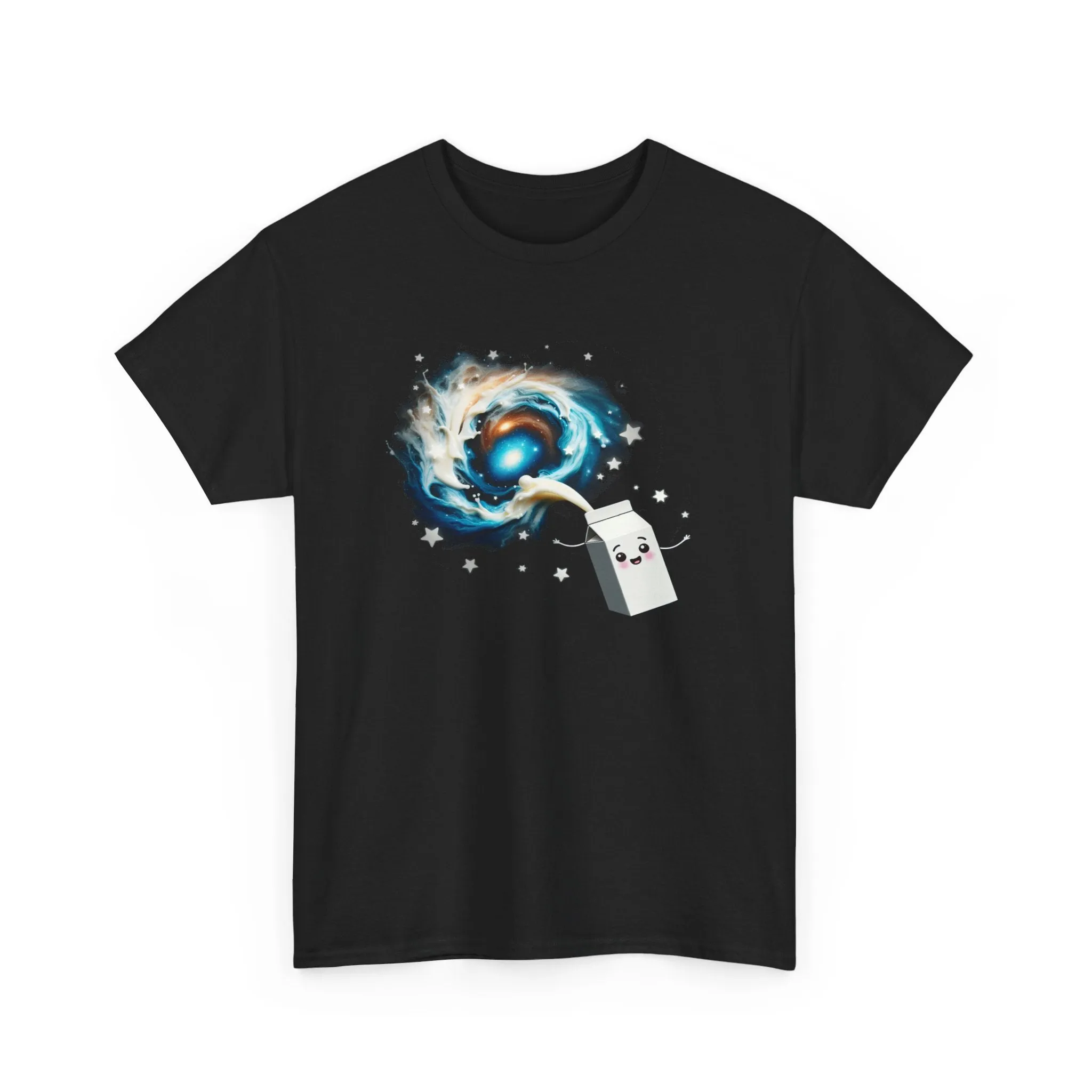 The Milky Way Galaxy T-Shirt Unisex Heavy Cotton Tee Black Shirt Gift For him Gift For Her Graphic Tees Cute Adorable Milk Carton