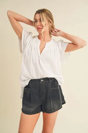 Thia Embroidered Short Sleeve Top