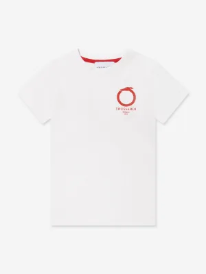 Trussardi Kids Cramel Logo T-Shirt in White