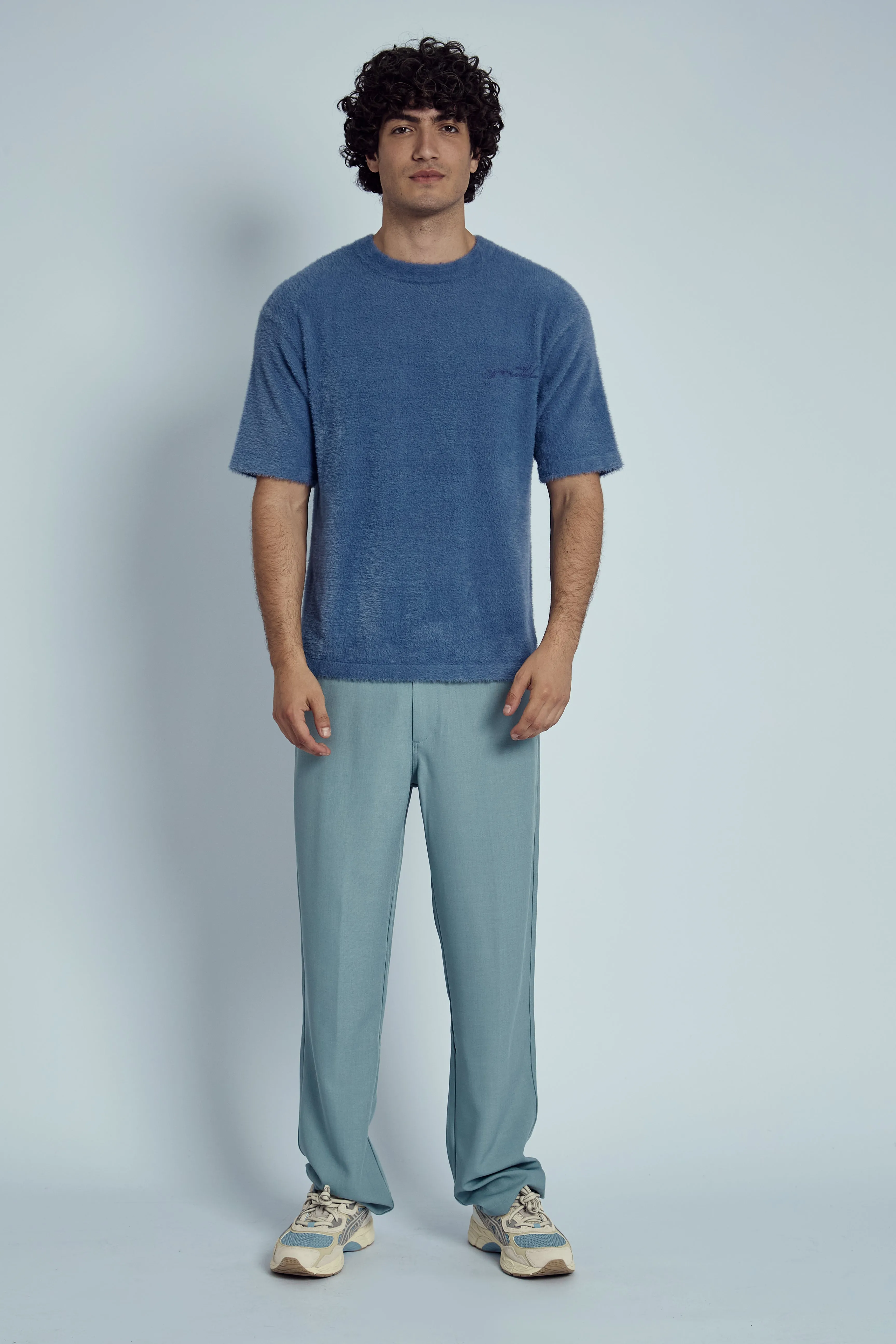 TULLOCH SHORT SLEEVE JUMPER IN FLUFFY KNIT