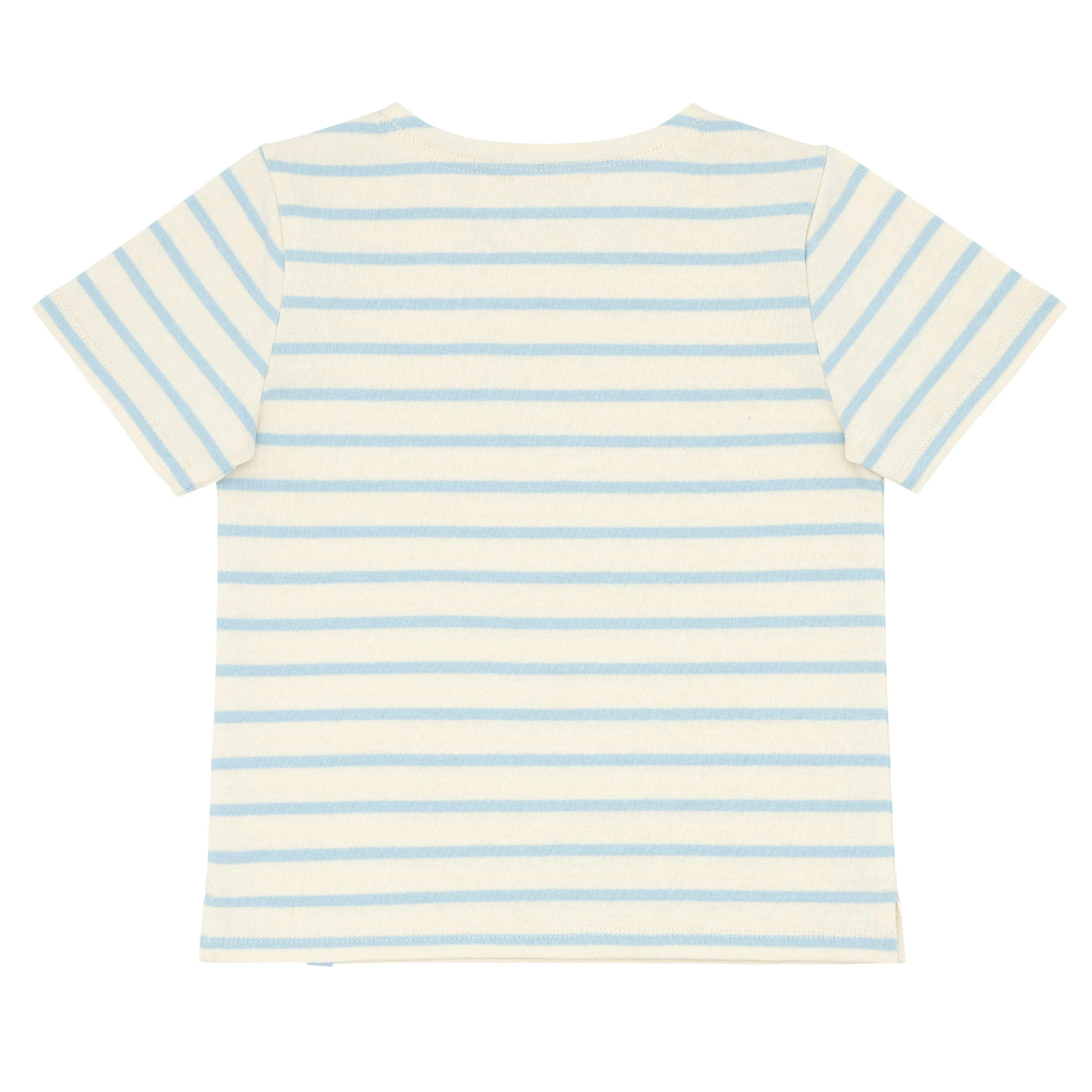 unisex cream and powder blue stripe boatneck tee