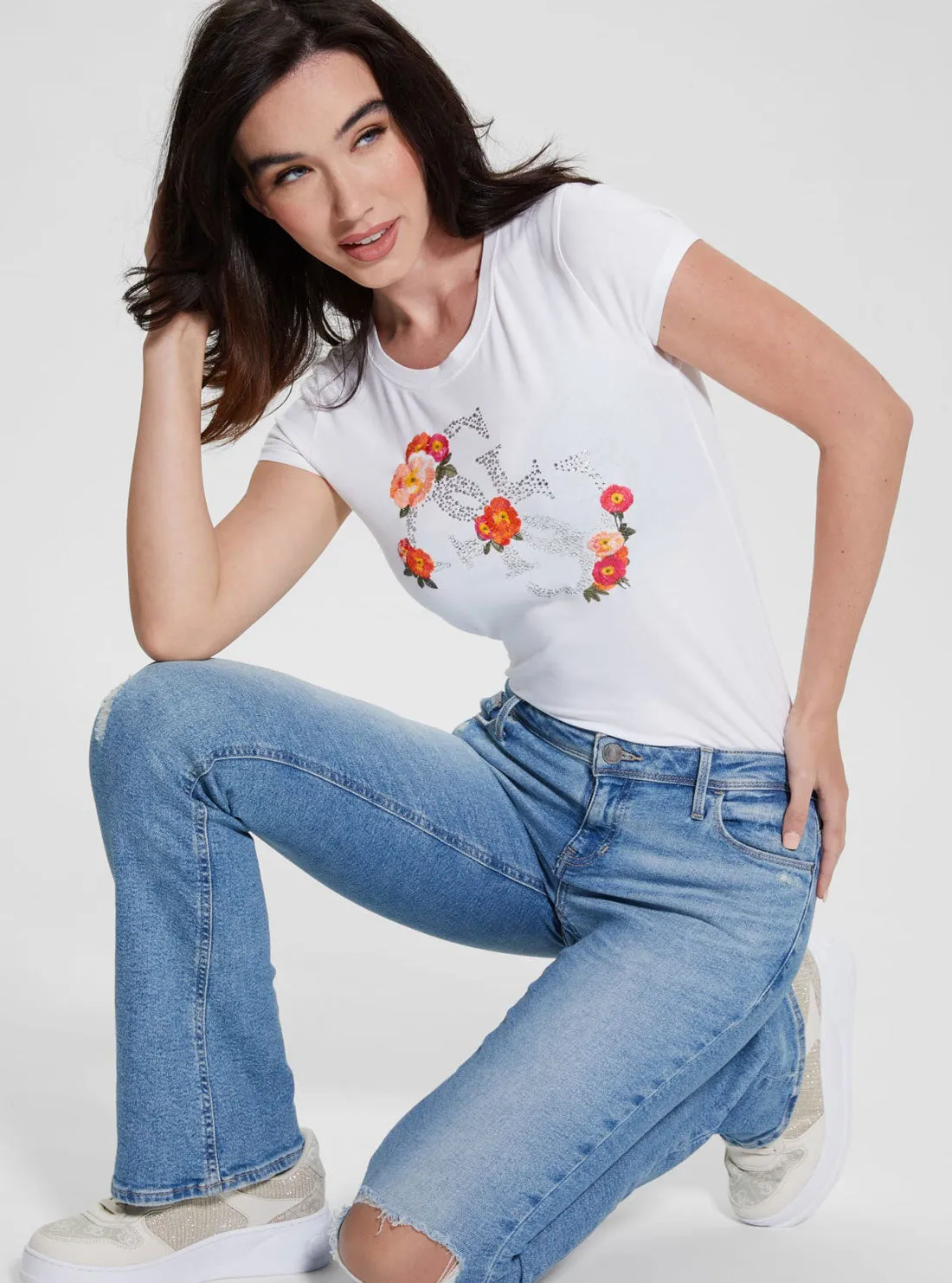 White Flower Quattro Logo T-Shirt