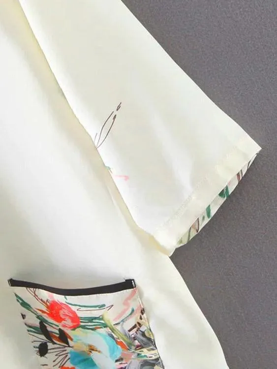 Wholesale Round Neck Floral Print Half Sleeve Slit Hem T-Shirts