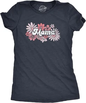Womens Floral Mama T Shirt Funny Cute Vintage Mothers Day Flower Gift Tee for Ladies