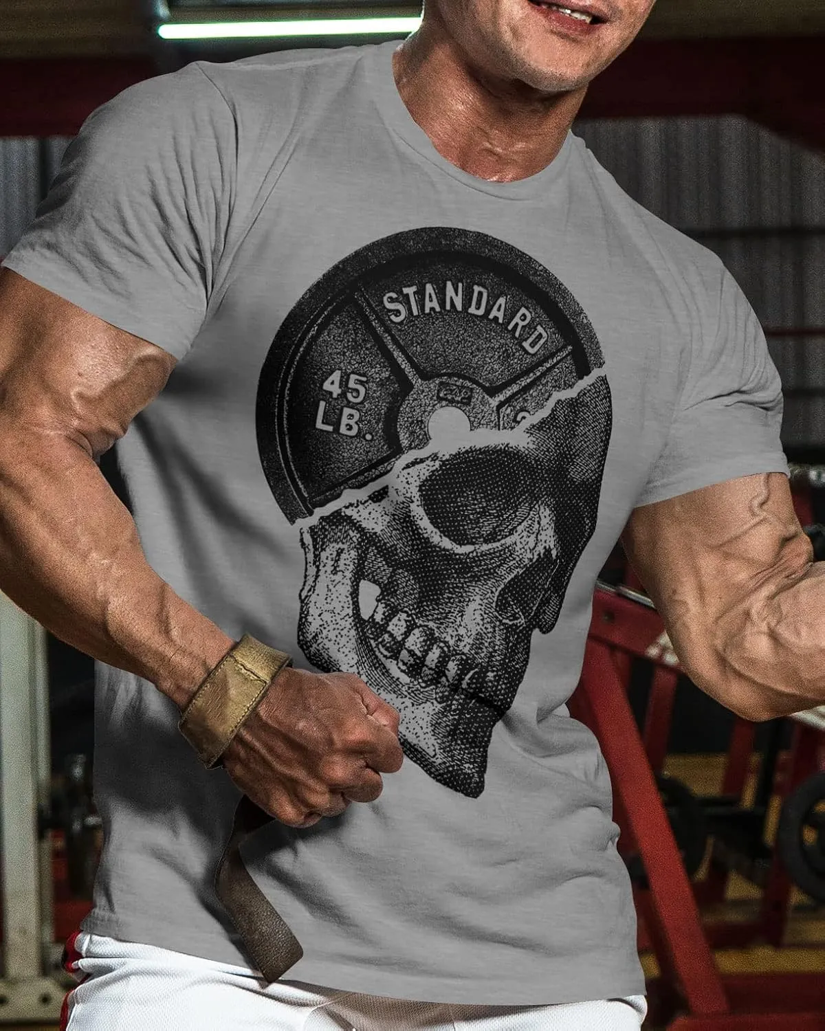 Workout Shirts for Men, Gym Skull Men's T-Shirt, Weightlifting Funny Tee Shirts