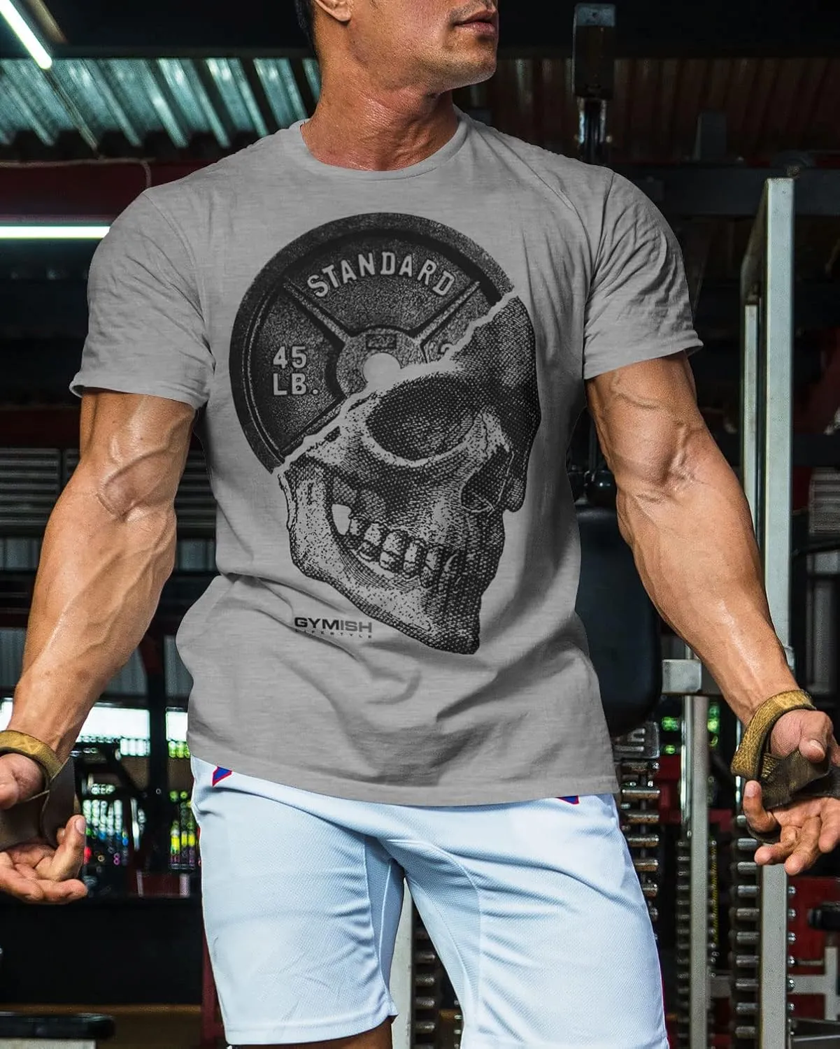 Workout Shirts for Men, Gym Skull Men's T-Shirt, Weightlifting Funny Tee Shirts