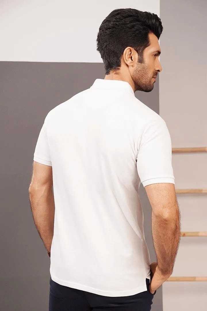 Zipper Polo Shirt - White