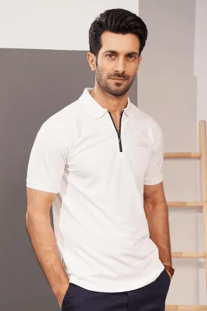 Zipper Polo Shirt - White